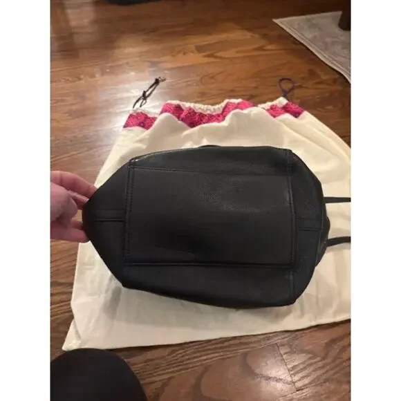 TORY BURCH Half Moon Small Satchel Bag Black Leather Handbag & Dustbag - Picture 7 of 9